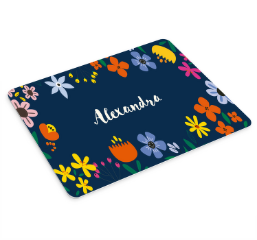 五颜六色的小花，带名字的鼠标垫 - TenStickers