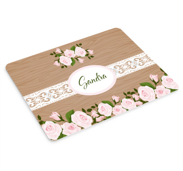 Dřevěná textura a růže personalizovaná podložka pod myš - TenStickers