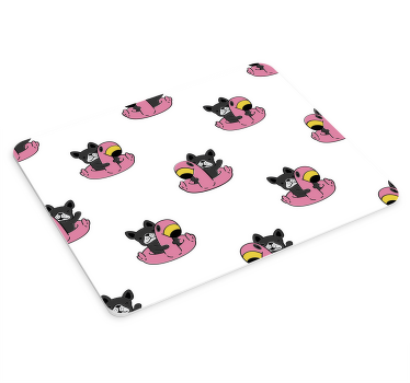 Sød hund med en original flamingo musemåtte - TenStickers