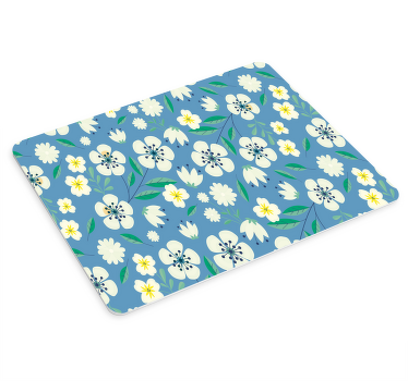 μπλε λουλούδια floral mousepad - TenStickers