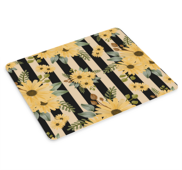 Rudens saulėgrąžos ant juostelių gėlių pelės kilimėlis - „Tenstickers“