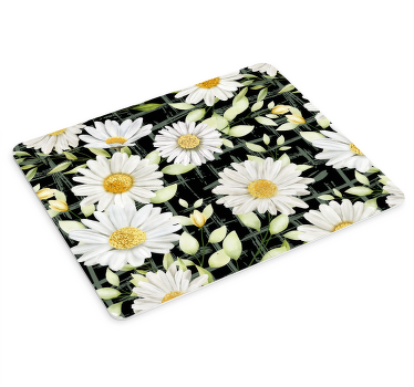 白雏菊条纹背景花卉鼠标垫 - TenStickers