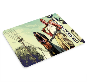 GTA Man with Pitbull gaming mouse pad - TenStickers