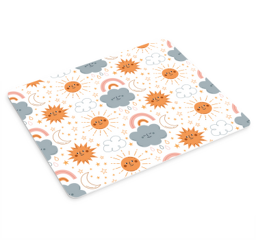 Käsin piirretty aurinko- ja pilvikuva Alkuperäinen hiirimatto - Tenstickers