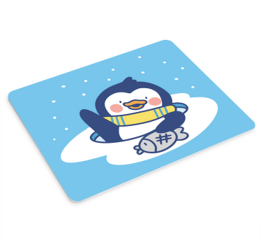 Tecknad glad pinguin viftande original musmatta - Tenstickers