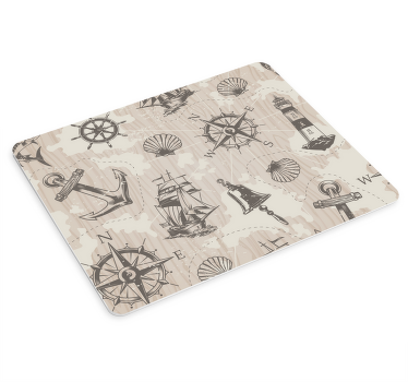 Mousepad weltkarte nautische abenteuer elemente - TenStickers