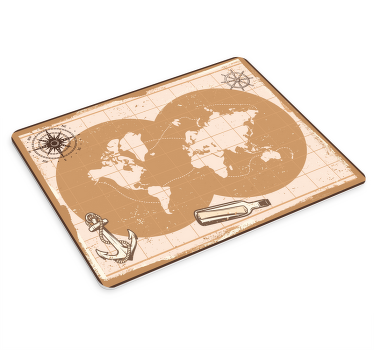 Klassisk beige verdenskort musemåtte på verdenskort - TenStickers