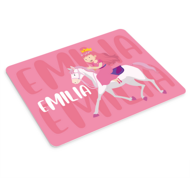Mauspad mit namen prinzessin reitendes einhorn - TenStickers
