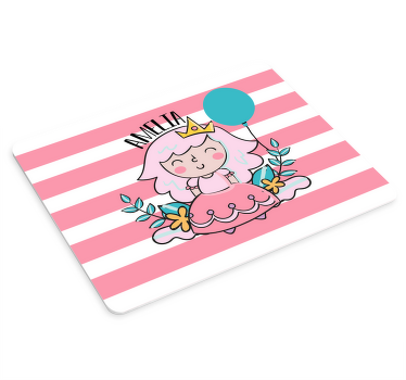 Tapetes de rato com nome Princesa fada rosa com balões - TenStickers