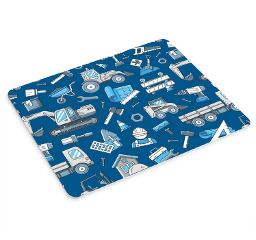 Oryginalna podkładka pod mysz Białe koparki na niebieskim tle - TenStickers