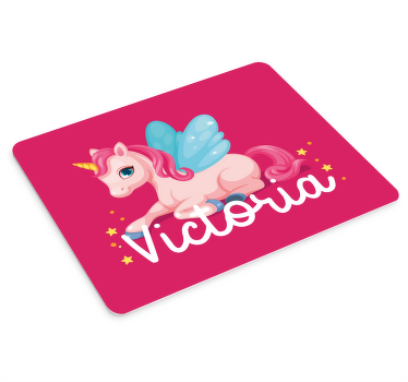 Alfombrilla ratón personalizable Divertido unicornio rosa feliz - TenVinilo