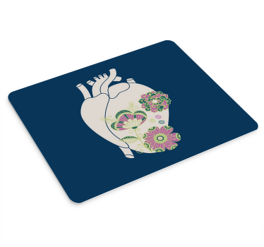 Anatomická srdiečka červené kvety originálna podložka pod myš - Tenstickers