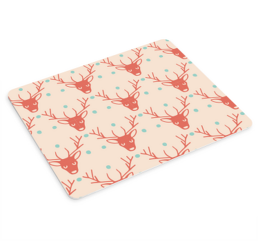 Rødt reinsdyr mønster Jul musematte - Tenstickers