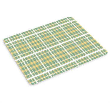 Yellow, green and white gingham style mouse pad - TenStickers