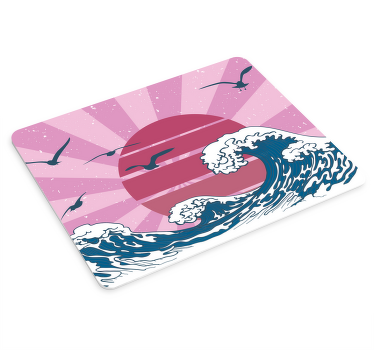 Suuri vaaleanpunainen retro-aalto Alkuperäinen hiirimatto - Tenstickers