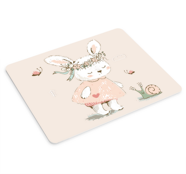 Bunny with flowers blue 80's pattern mouse pad - TenStickers