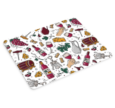 葡萄、葡萄酒和奶酪图案鼠标垫 - TenStickers