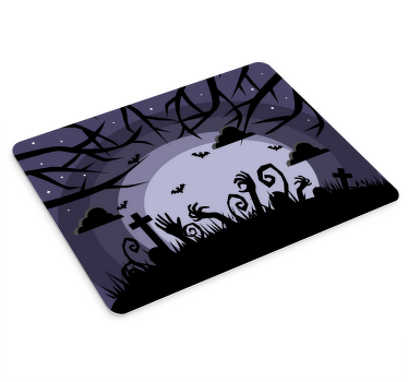 Skummel kirkegård med månen bak seg musematte original - Tenstickers