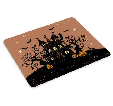 Spökhus med fladdermöss läskig pumpa musmatta - Tenstickers