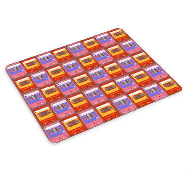 Red and pink 80's cassette pattern mouse pad - TenStickers