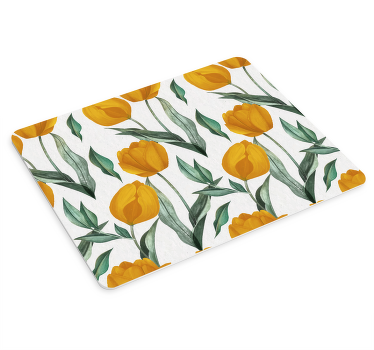 黄色いチューリップ油絵パターンマウスパッド - TENSTICKERS