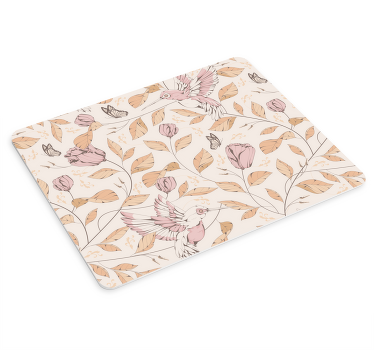 チューリップ柄ベージュ色オリジナルマウスパッド - TENSTICKERS