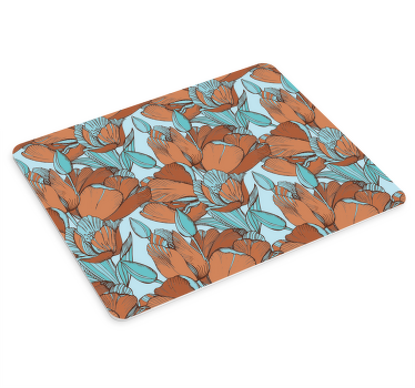Brown tulips artistic blue design mouse pad - TenStickers