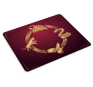 Tapetes de rato de anime Quatro símbolos dragão tigre - TenStickers