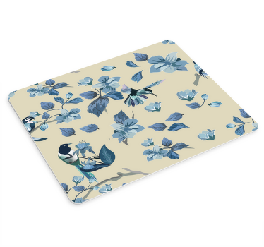 Mouse pad patterns floral hummingbird design - TenStickers