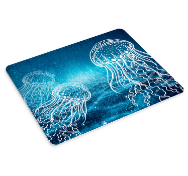 Mauspad originell Blaue und weiße quallen meeresbewohner - TenStickers