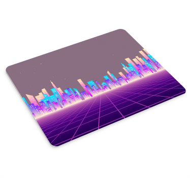 80年代のヴェイパーウェイヴ未来派都市オリジナルマウスパッド - TENSTICKERS