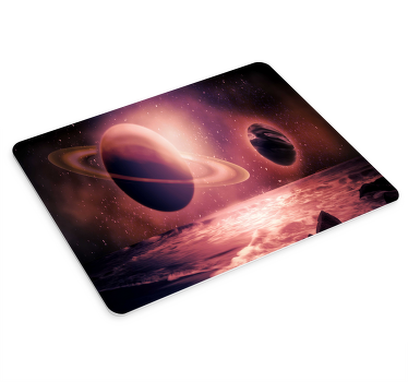 Purple realistic Saturn galaxy design mouse pad - TenStickers