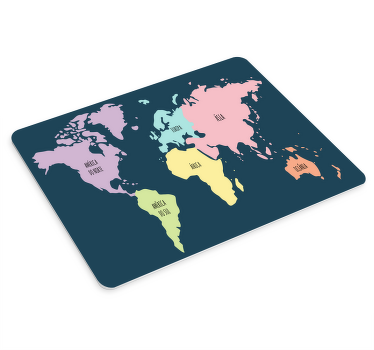 Tapetes de rato mapa mundo Continentes cores pastel - TenStickers