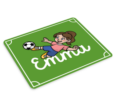 Pige fodboldspiller med navn musemåtte - TenStickers