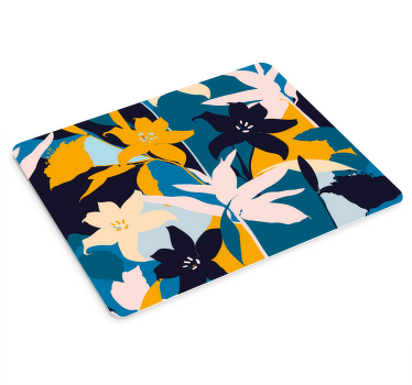 Hvite liljer på blå bakgrunn floral musematte tekstur - Tenstickers