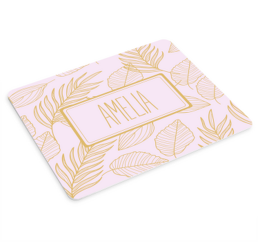 Gyldne "boho" blader mønster musematte med navn - Tenstickers