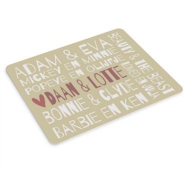 Muismat met naam beroemde liefde - TenStickers