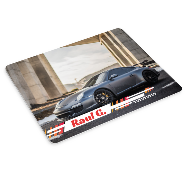 Tapis de souris voiture de course avec prénom - TenStickers