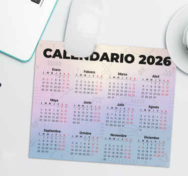 Alfombrilla ratón calendario 2026 - TenVinilo