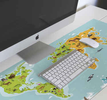 Animals world map XXL mouse pad - TenStickers