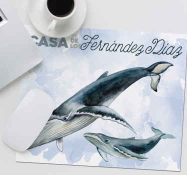Alfombrilla ratón familia ballenas personalizable - TenVinilo