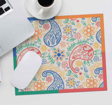 Alfombrilla ratón floral paisley multicolor - TenVinilo
