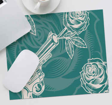 Cowboy revolver and rose mouse mat - TenStickers
