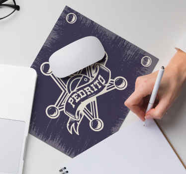 Alfombrilla ratón con nombre símbolo sheriff - TenVinilo