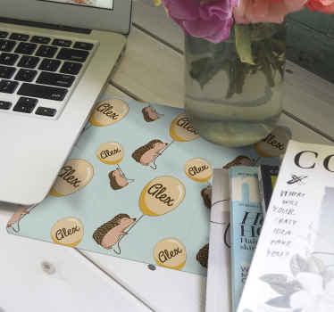porcupine with ballon and name mouse pad - TenStickers