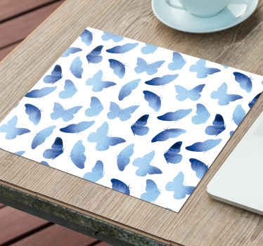 Alfombrilla ratón mariposas pintadas azules - TenVinilo