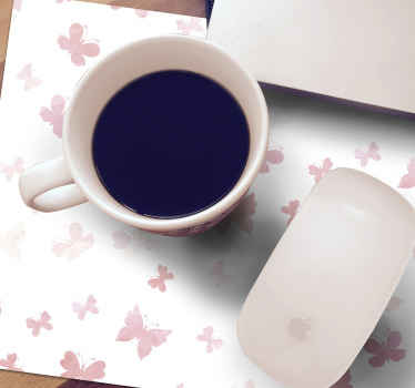 Alfombrilla de ratón patrón mariposas rosas - TenVinilo