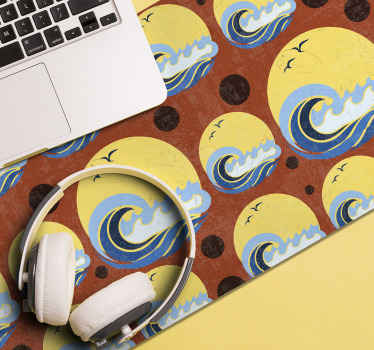 Sun, Beach and Wave pattern XXL mouse pad - TenStickers