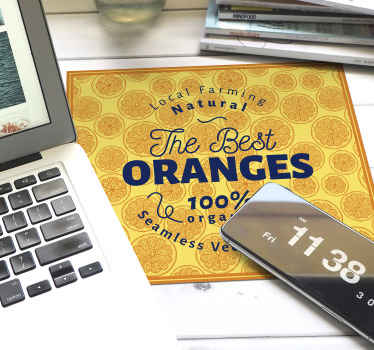 オレンジ色の手描きパターンフレーム柑橘類のマウスパッド - TENSTICKERS