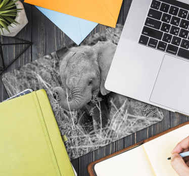 Alfombrilla raton original Elefante blanco y negro - TenVinilo